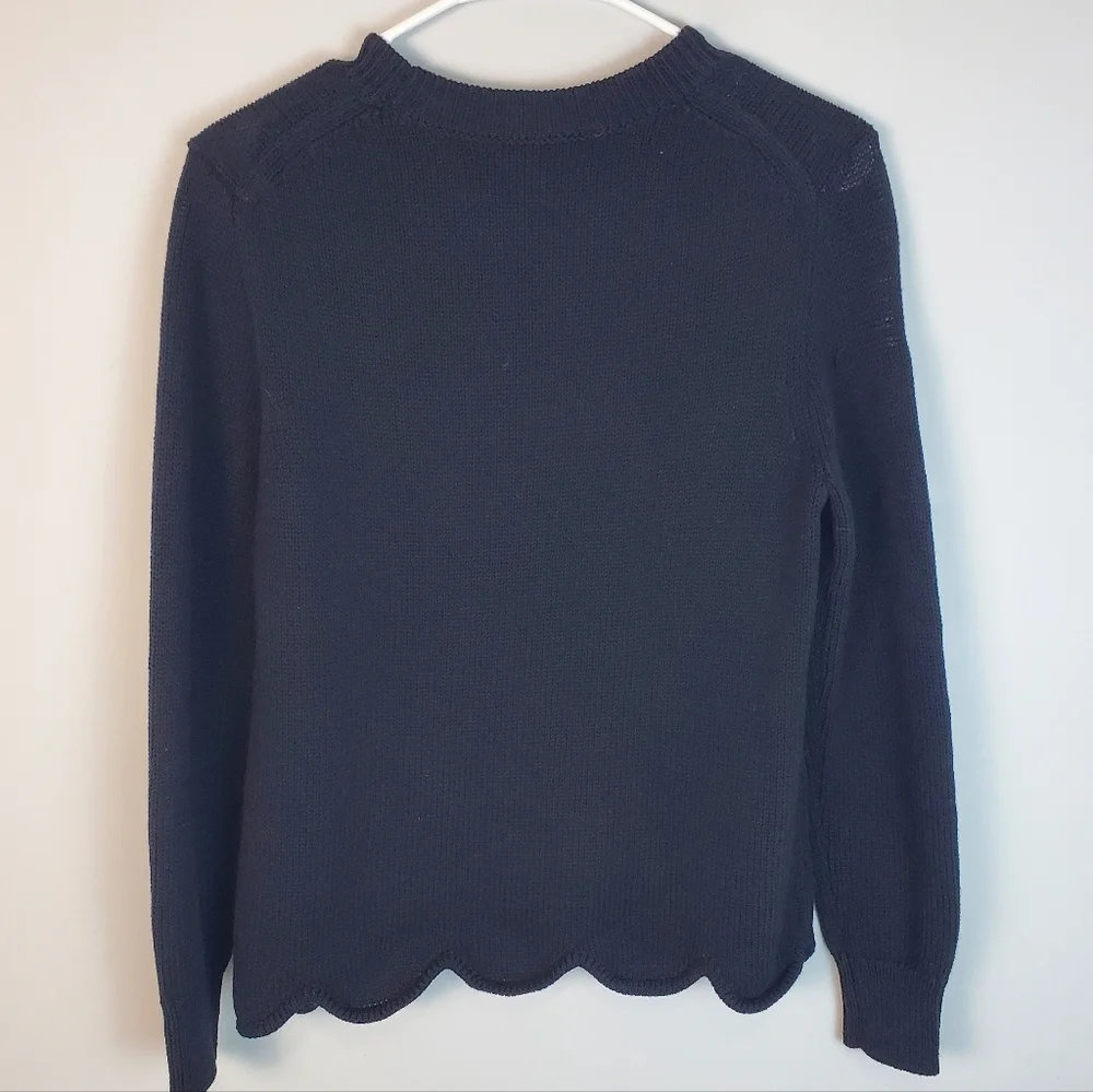 J. Crew Black Scalloped Hem Sweater Size Small NWT